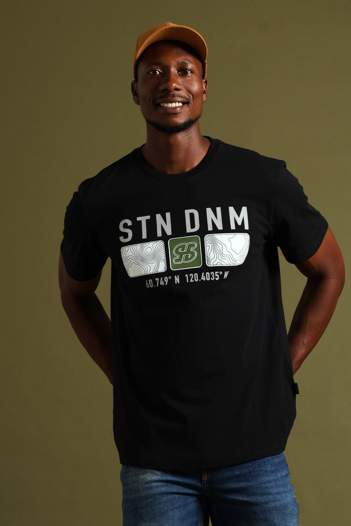 Topographic Block Print Tee - Black