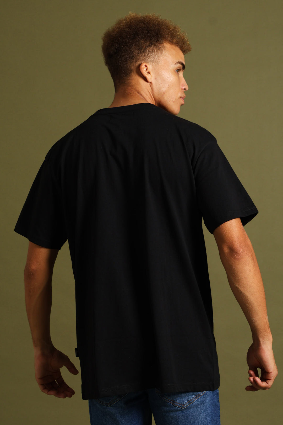 Short Sleeve Basic Print Tee - Black