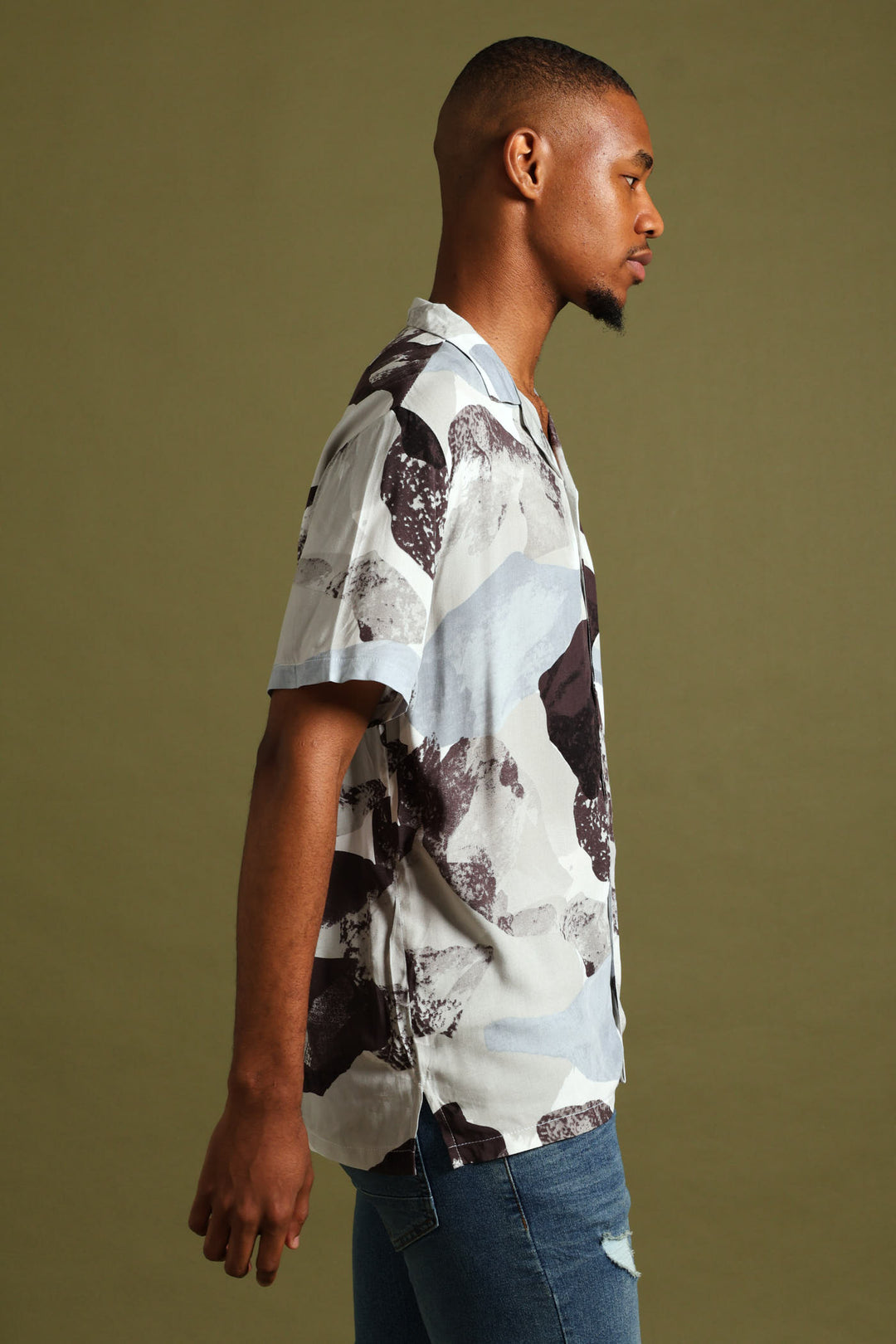 Viscose Abstract Print Shirt - Blue