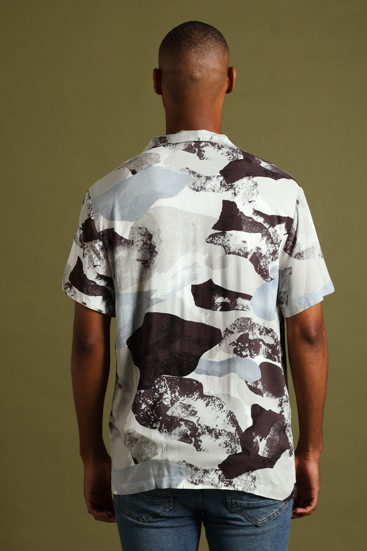 Viscose Abstract Print Shirt - Blue