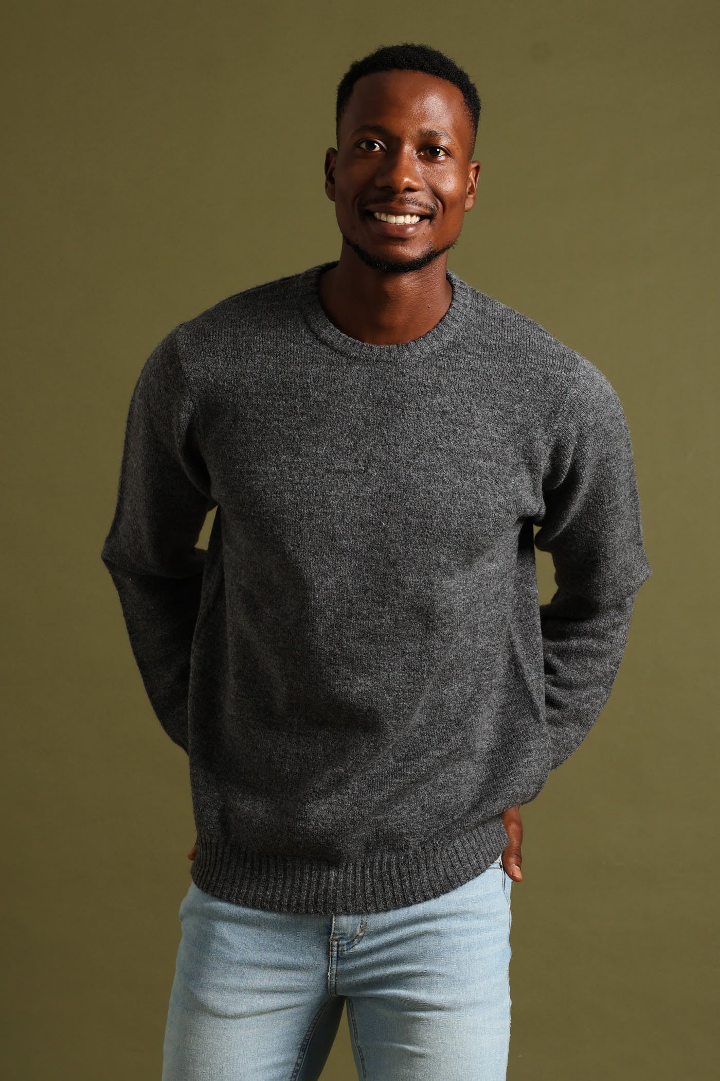 Mens Plain Crew Knitwear - Charcoal Melange – Edgars