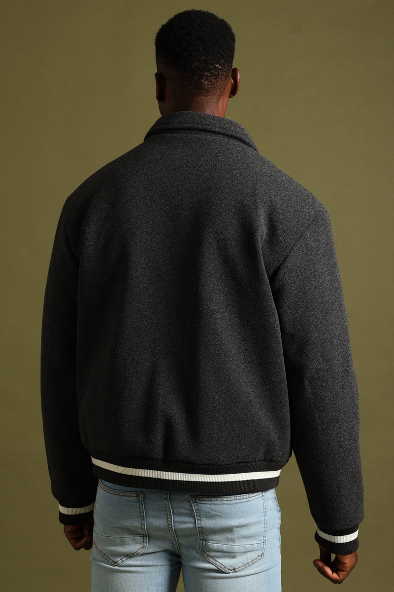 Melton Bomber Jacket - Charcoal