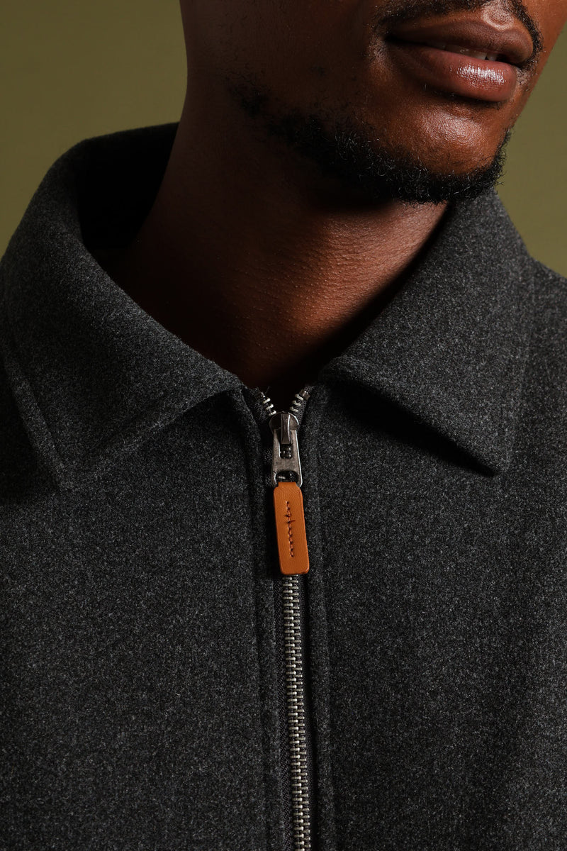 Melton Bomber Jacket - Charcoal