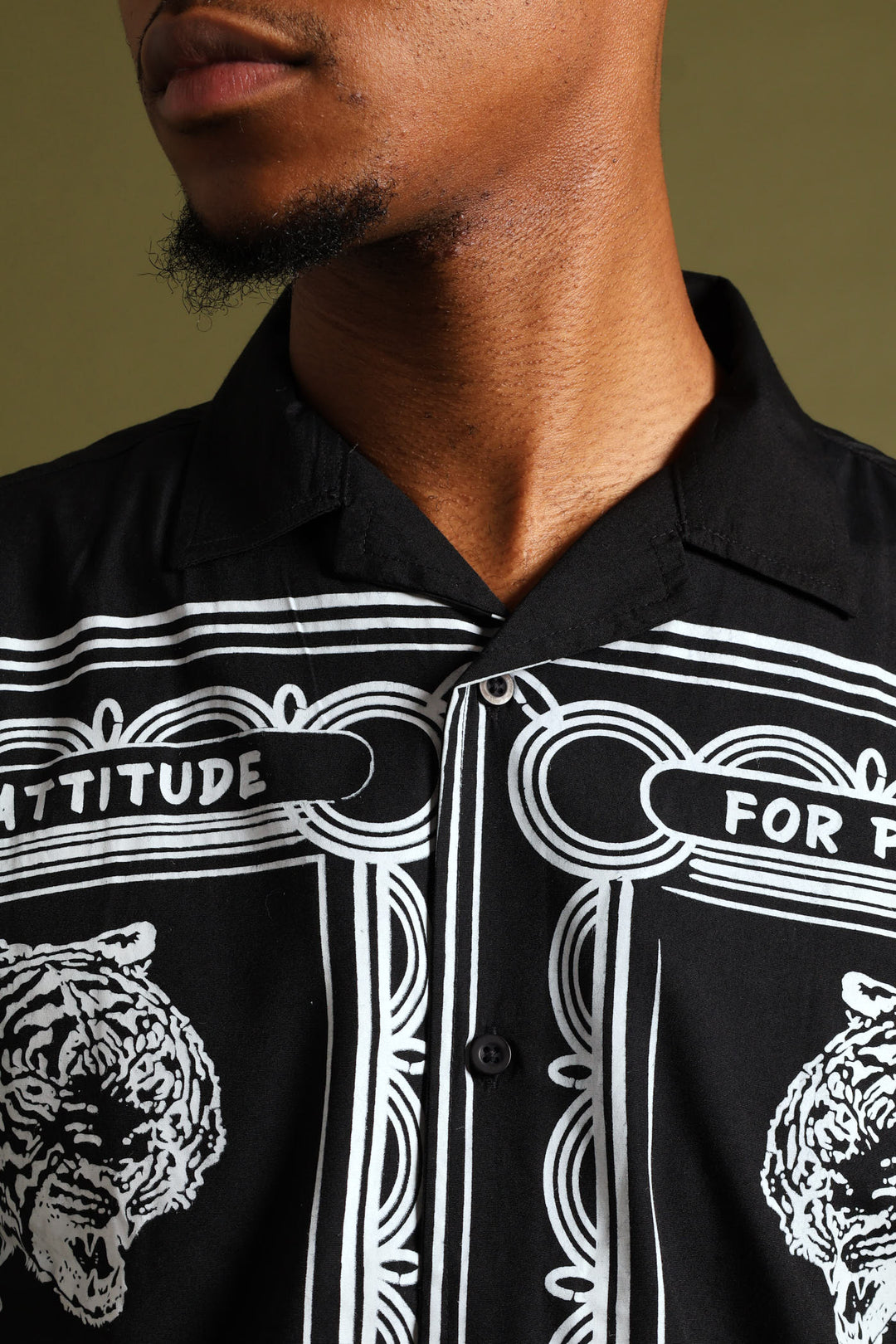 Tiger Block Print Shirt - Black