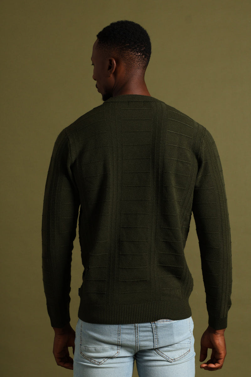 Check Jacquard Crew Knitwear - Fatigue