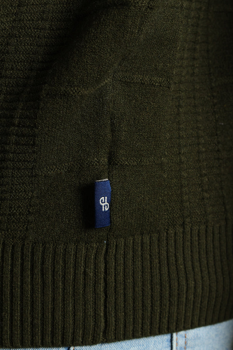 Check Jacquard Crew Knitwear - Fatigue