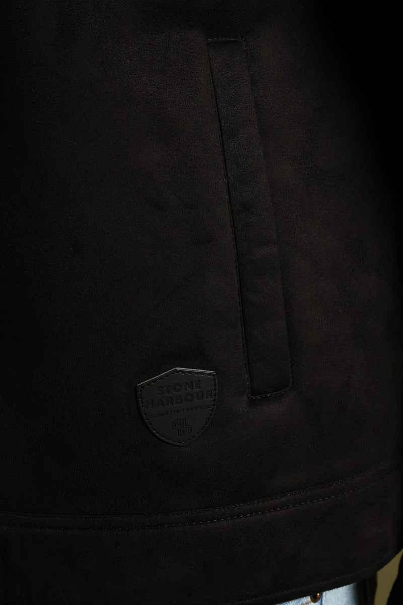 Shearling Sherpa Zip Through Jacket - Black