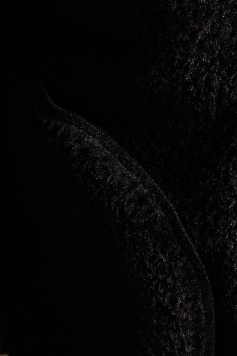Shearling Sherpa Zip Through Jacket - Black