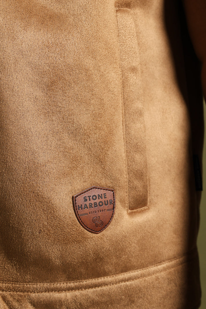 Shearling Sherpa Zip Through Jacket - Camel