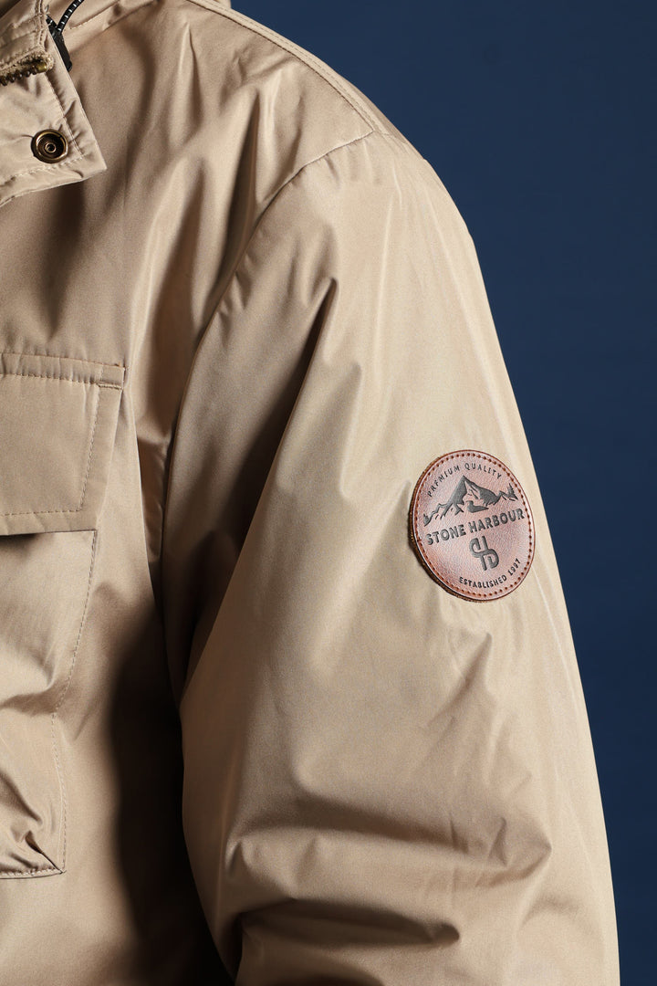 Hooded Utility Parka Jacket - Taupe