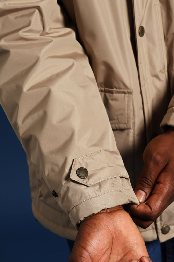 Hooded Utility Parka Jacket - Taupe