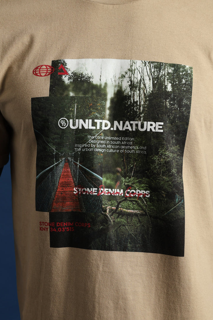 Forest Trail Bridge Photo Tee - Taupe