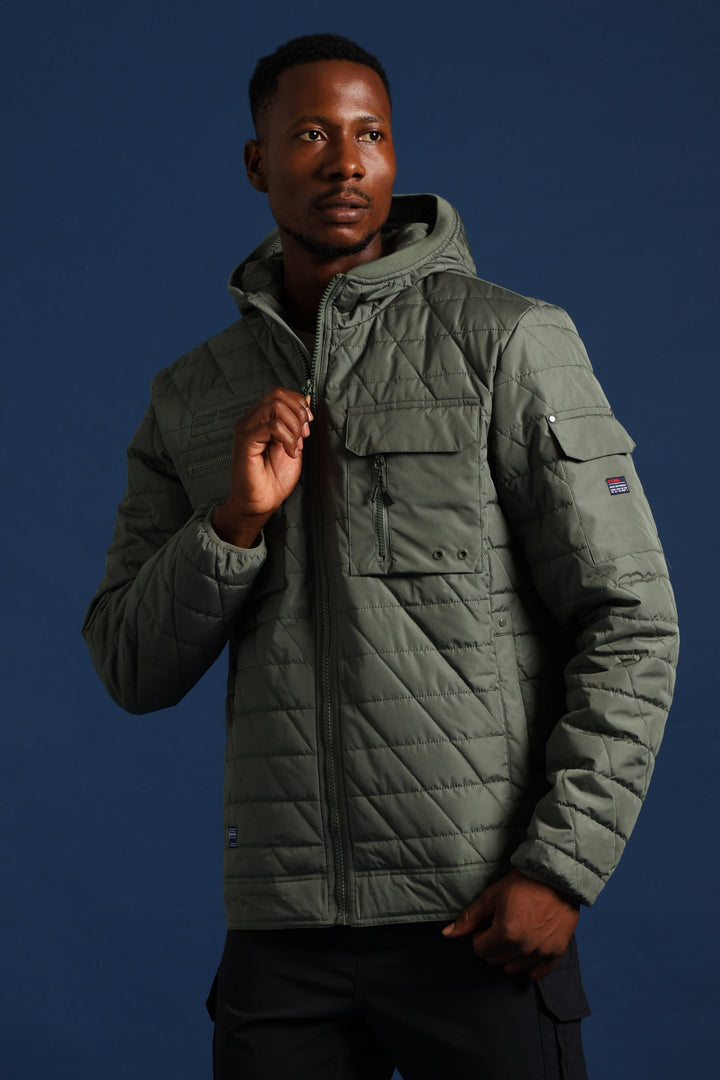 Quilted Utility Jacket - Fatigue