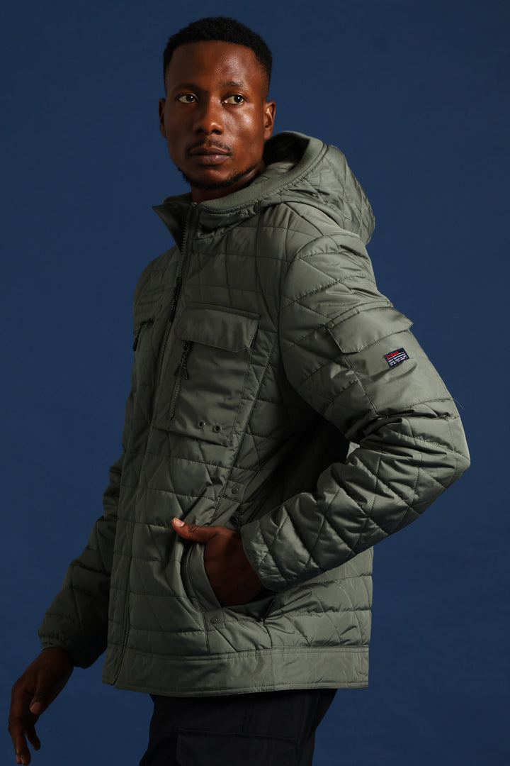 Quilted Utility Jacket - Fatigue