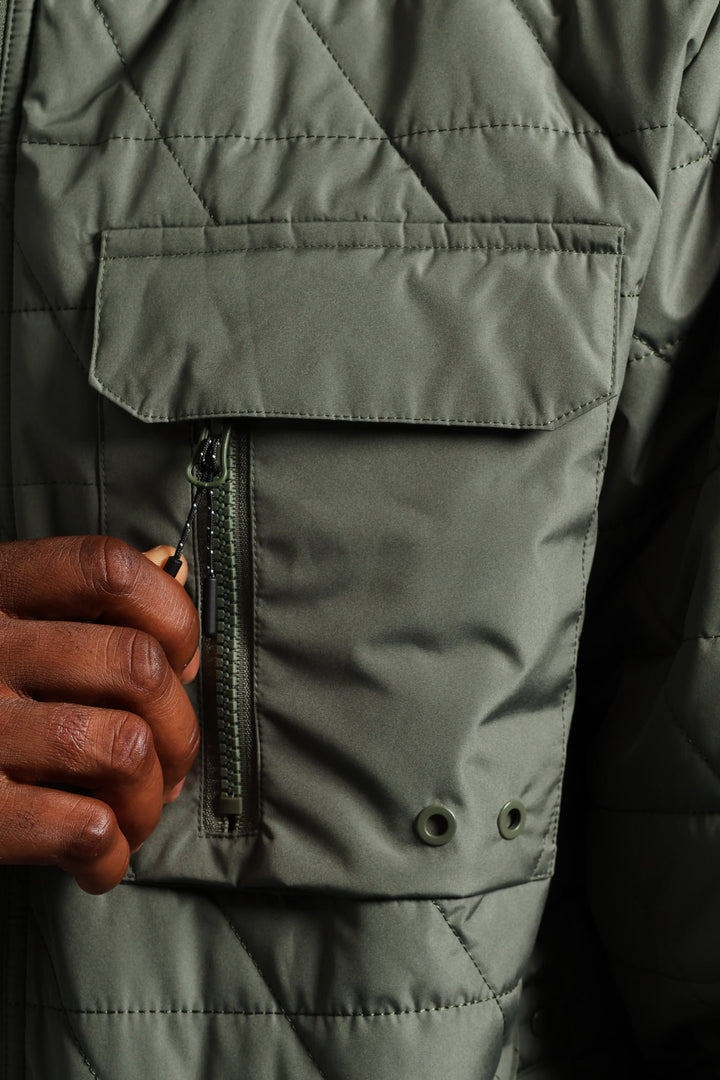 Quilted Utility Jacket - Fatigue