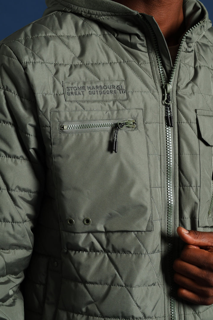Quilted Utility Jacket - Fatigue