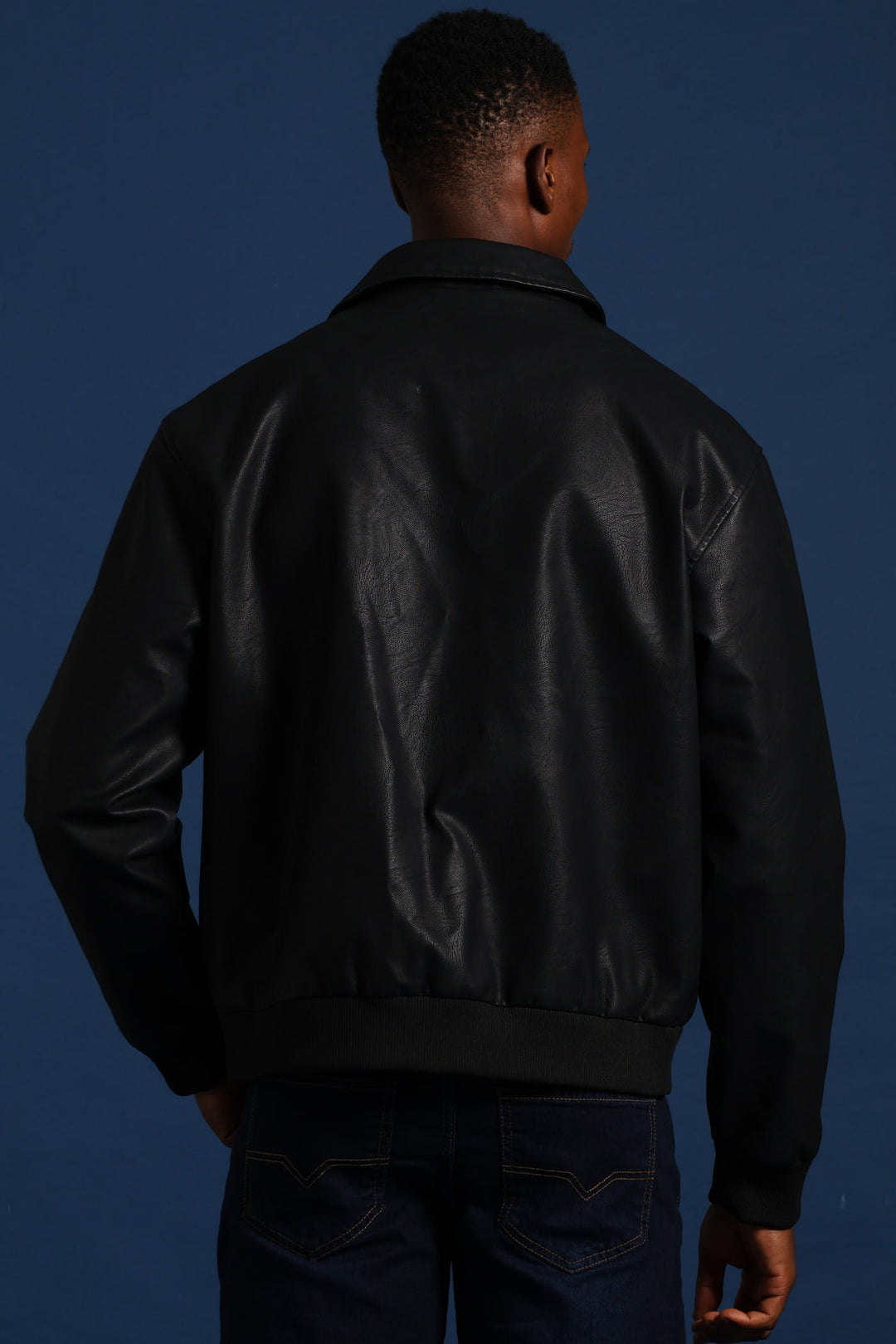 PU Zip Through Bomber - Black