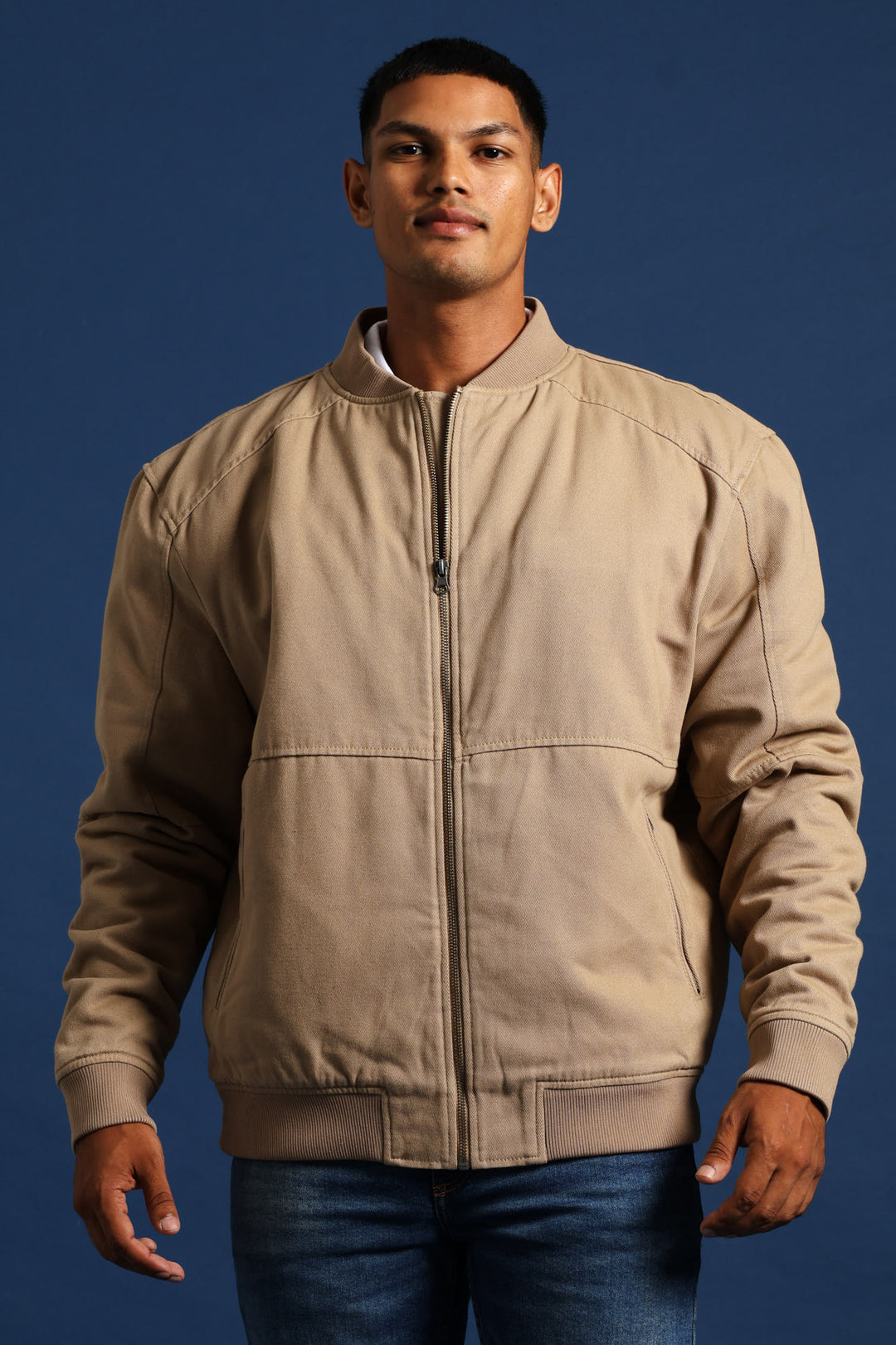 Cotton Bomber Jacket - Taupe