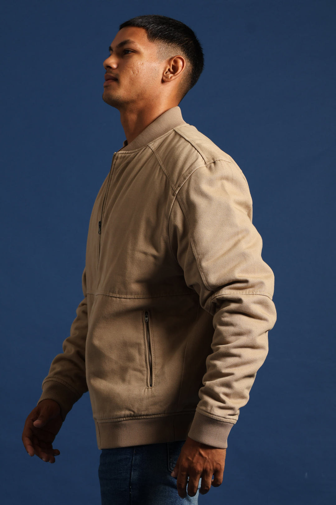 Cotton Bomber Jacket - Taupe