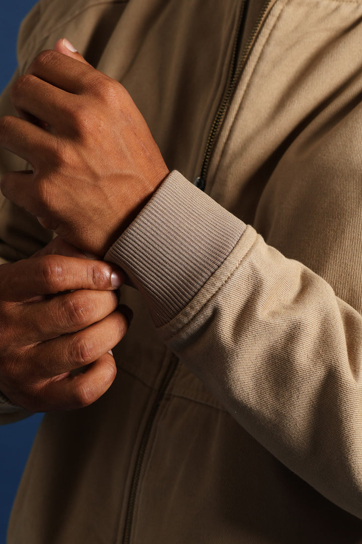 Cotton Bomber Jacket - Taupe