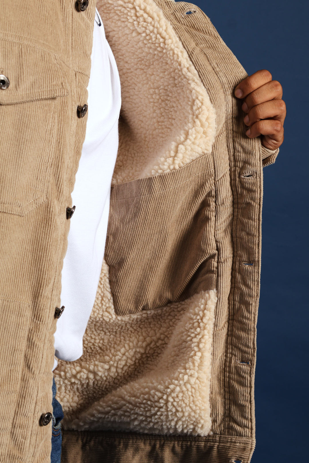 Corduroy Sherpa Trucker Jacket - Taupe