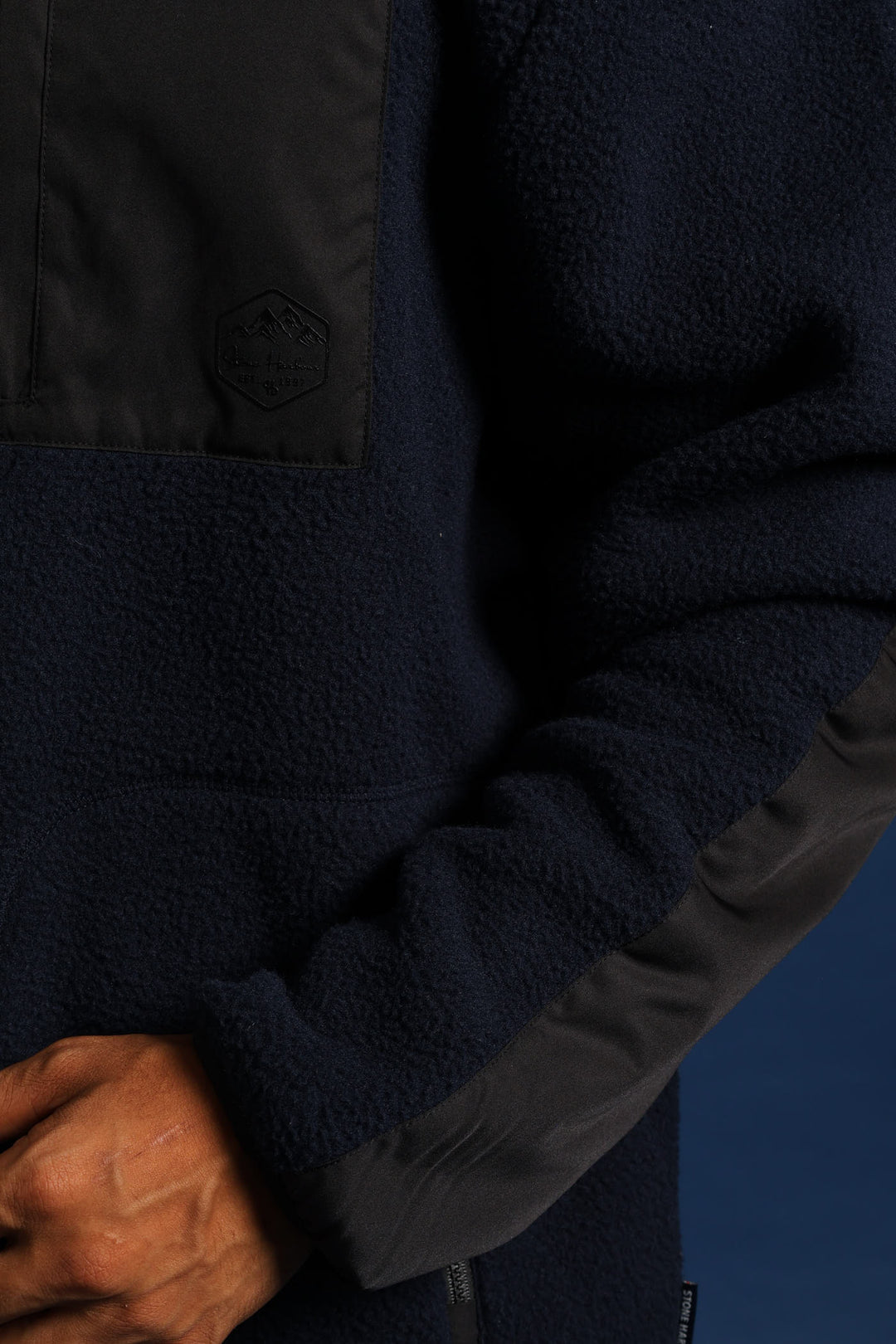 Polar Fleece Nylon Combo Zip Through Jacket - Navy/Black