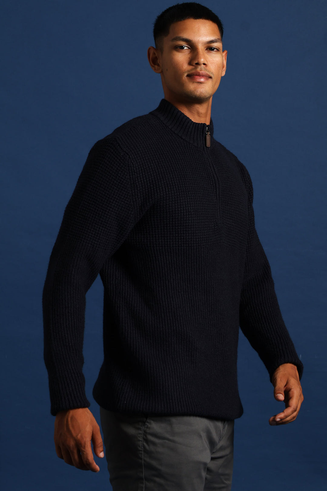 Plain 1/4 Zip Knitwear - Navy