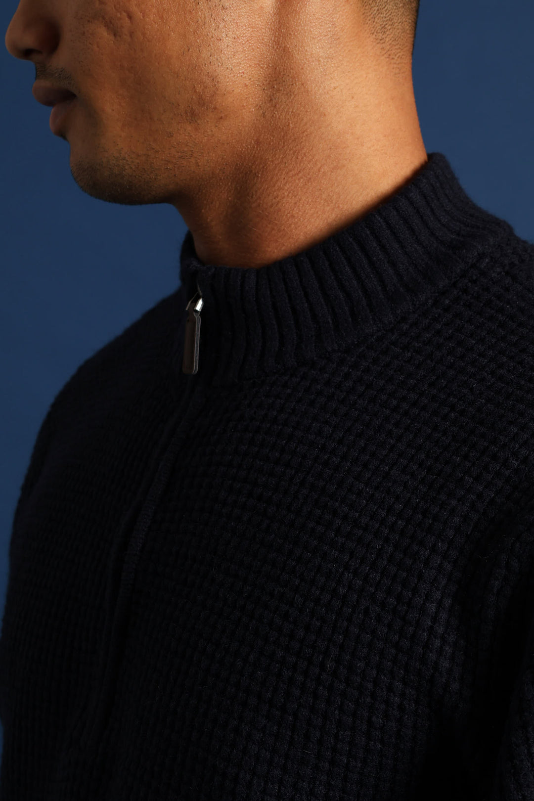 Plain 1/4 Zip Knitwear - Navy