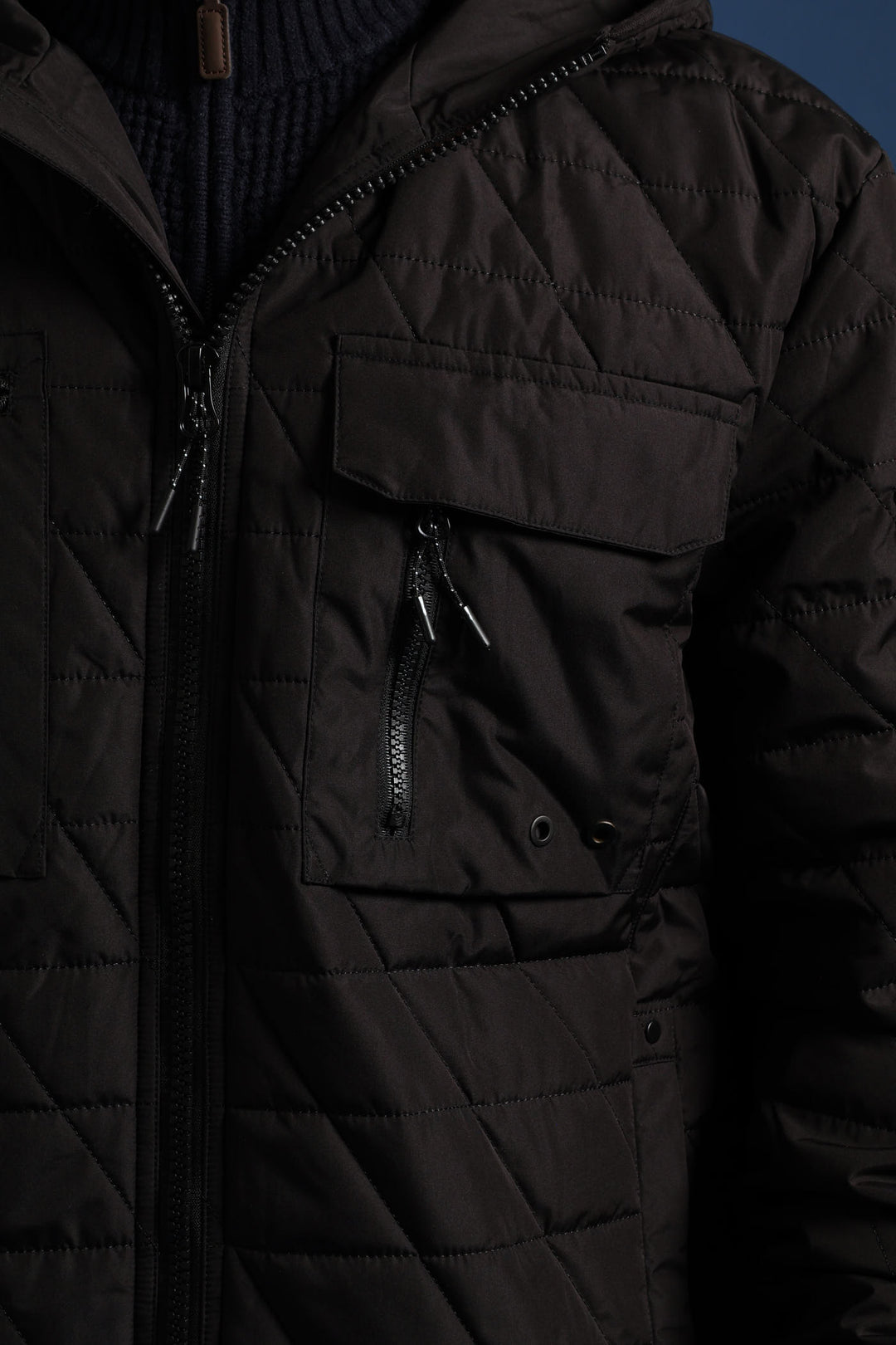 Quilted Utility Jacket - Black
