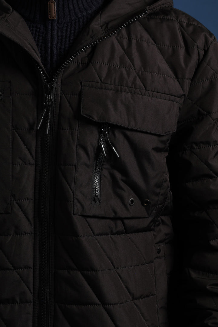Quilted Utility Jacket - Black
