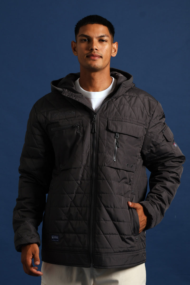 ジャケット・アウター Oblada CHARCOAL JKT Mens Charcoal Quilted Utility Jacket - Charcoal – Edgars
