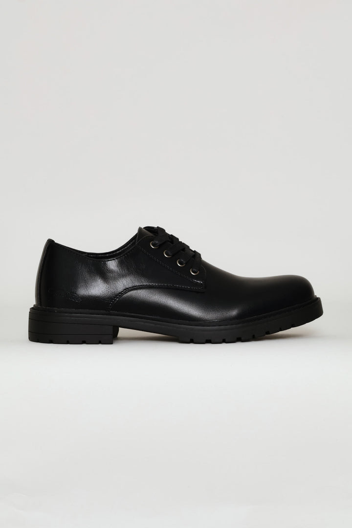 Basic Lace Up Smart Casual Derby Shoe - Black