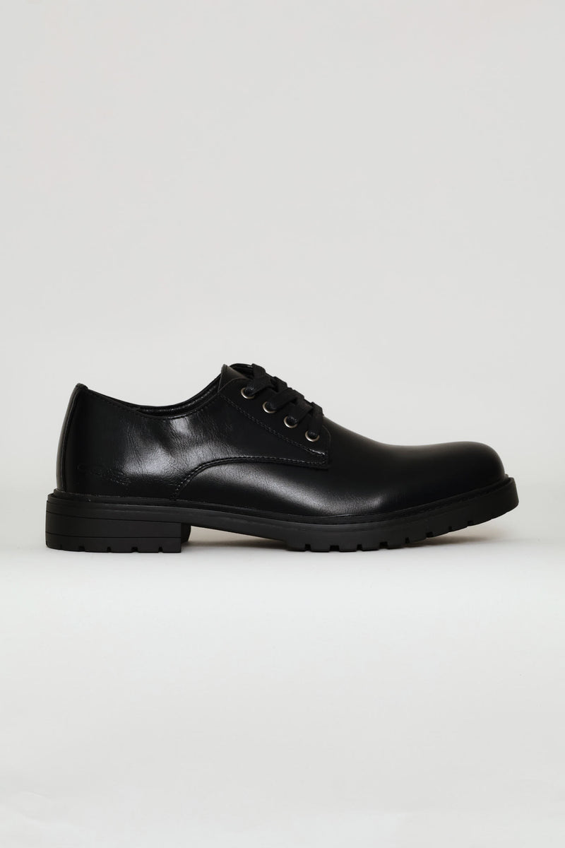 Basic Lace Up Smart Casual Derby Shoe - Black