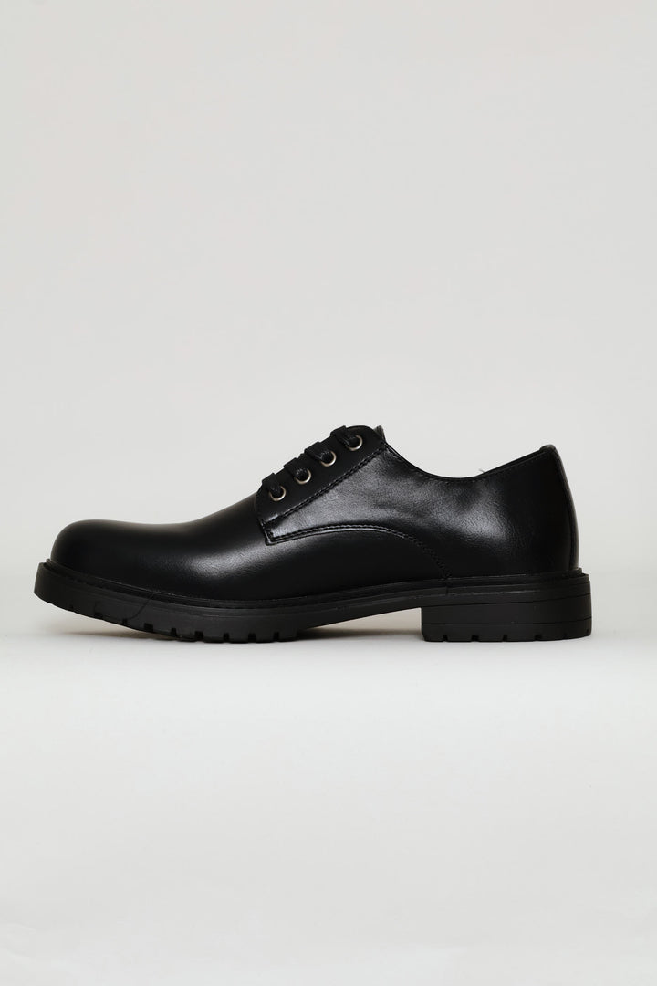 Basic Lace Up Smart Casual Derby Shoe - Black