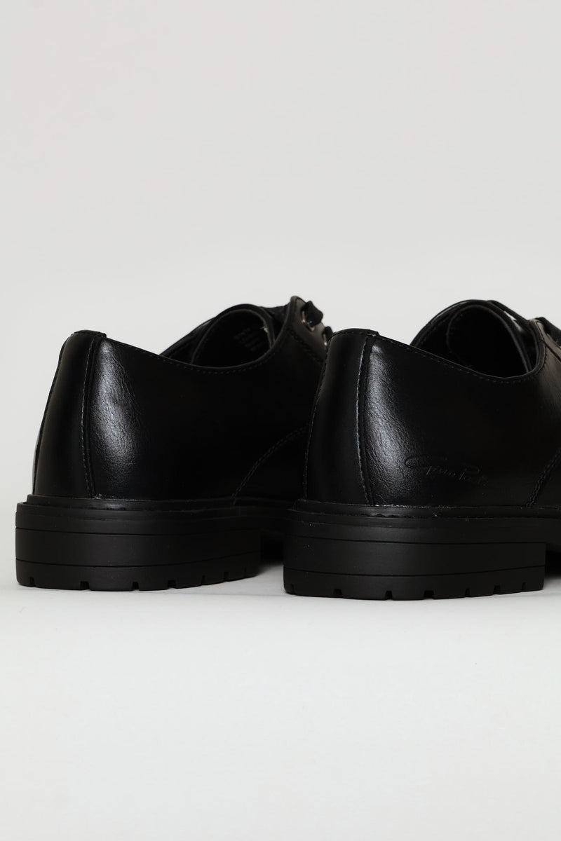 Basic Lace Up Smart Casual Derby Shoe - Black