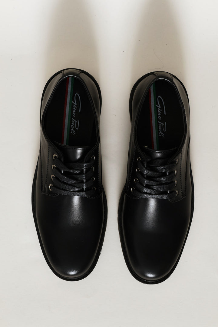 Basic Lace Up Smart Casual Derby Shoe - Black