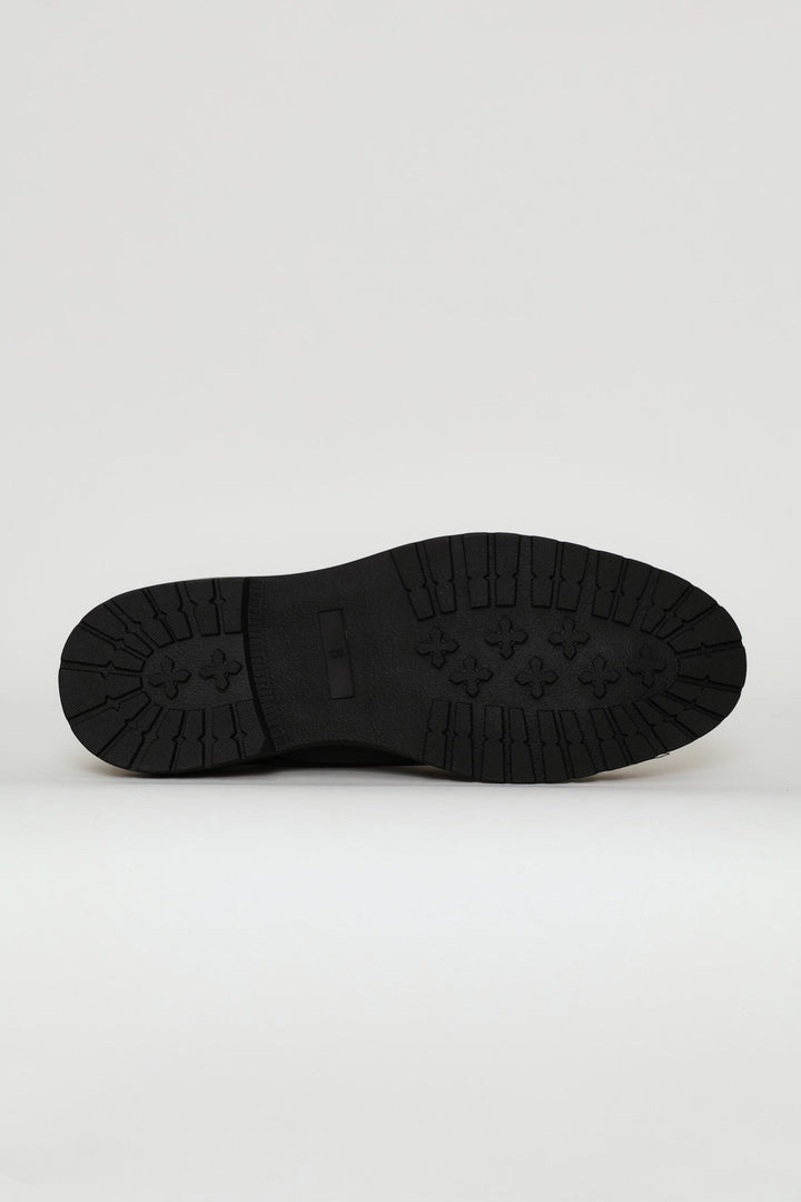 Basic Lace Up Smart Casual Derby Shoe - Black