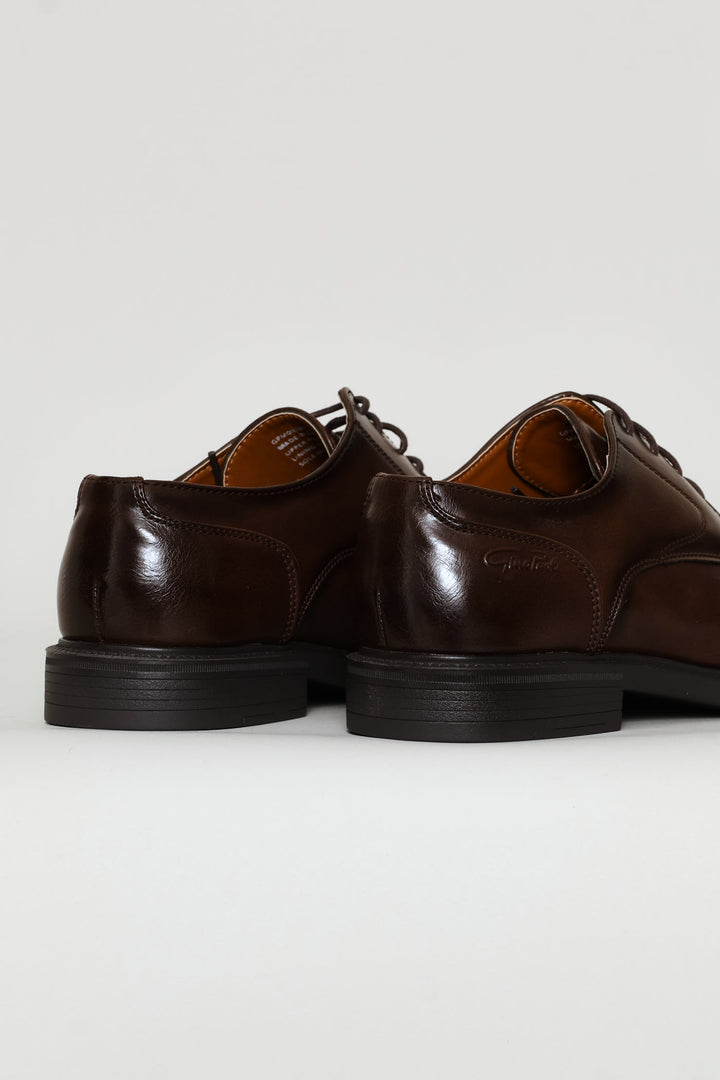 Plain Toe Lace Up Derby Shoe - Brown