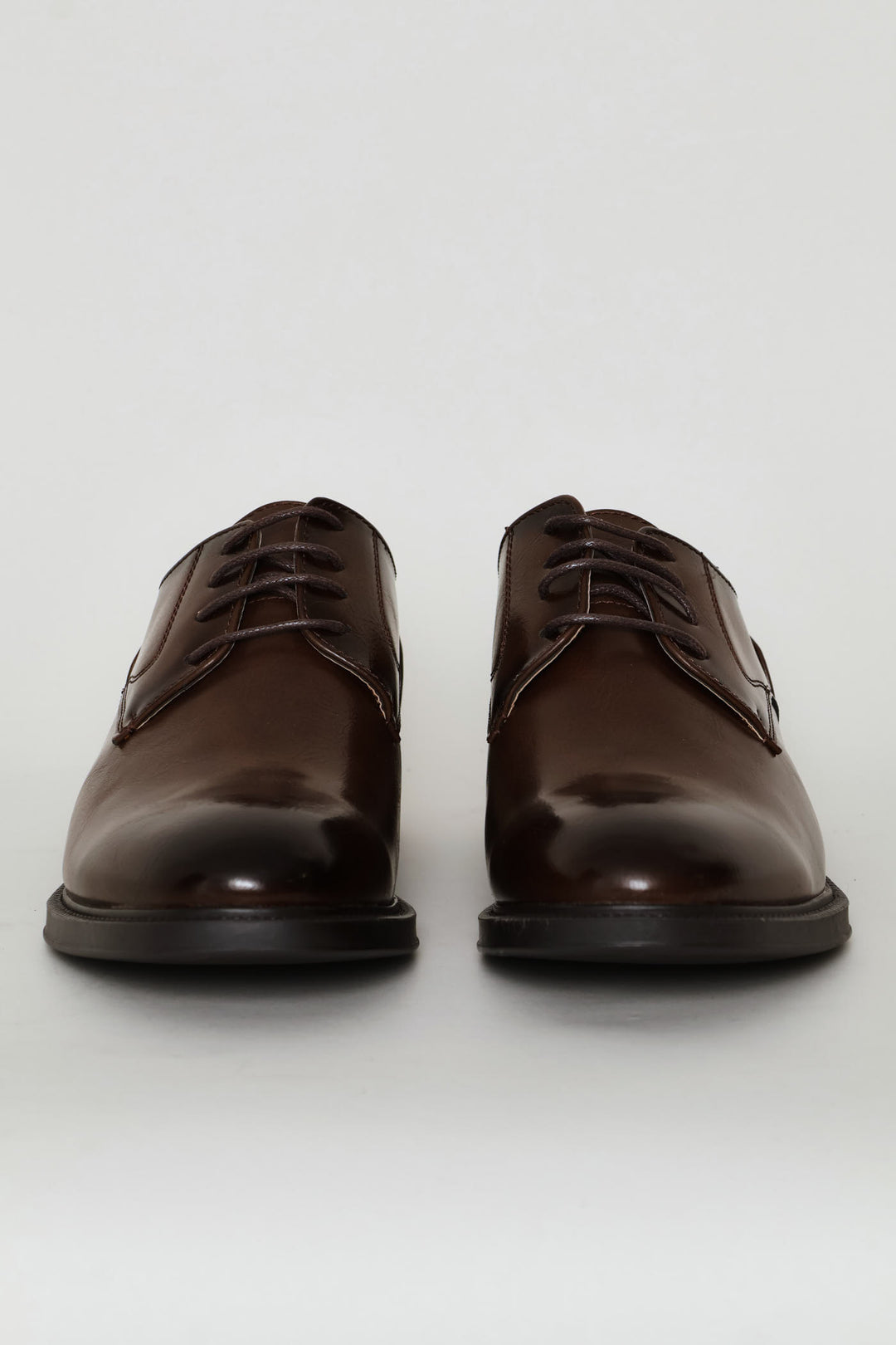Plain Toe Lace Up Derby Shoe - Brown