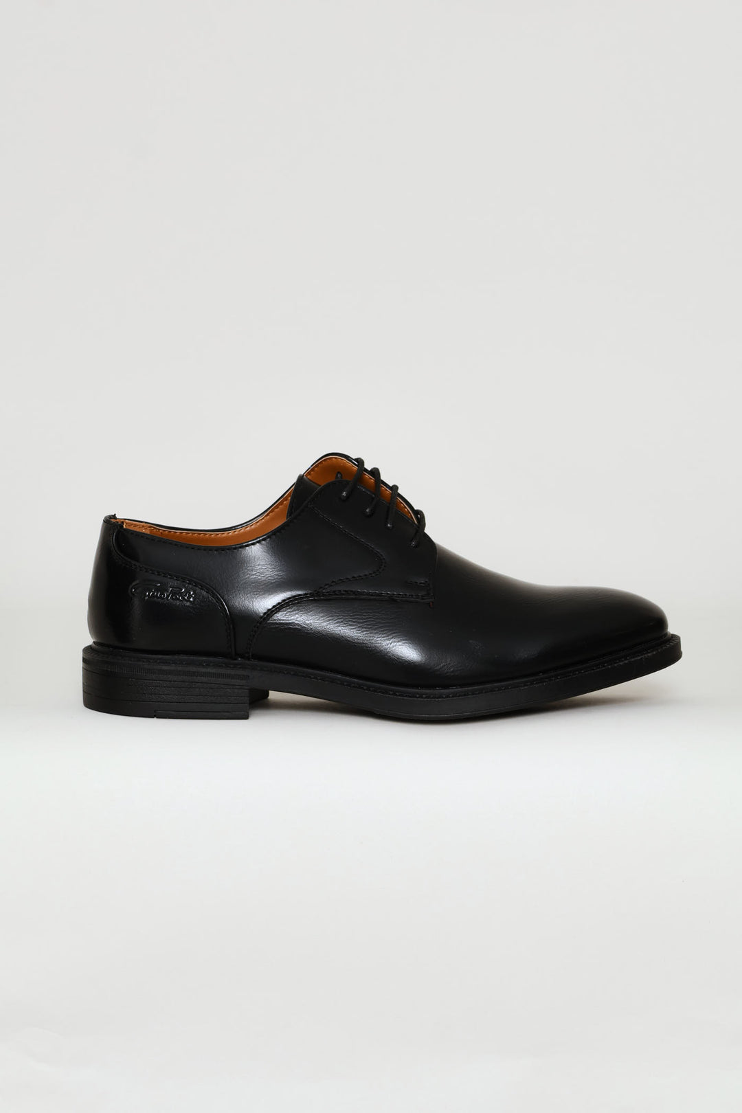 Plain Toe Lace Up Derby Shoe - Black