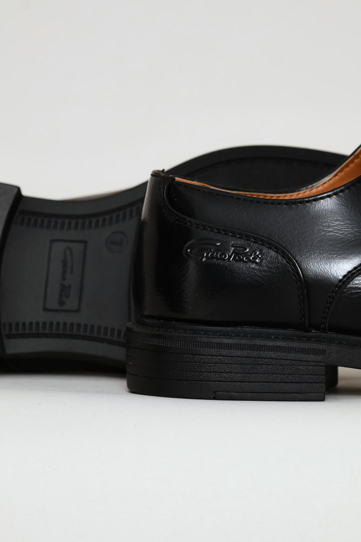 Plain Toe Lace Up Derby Shoe - Black