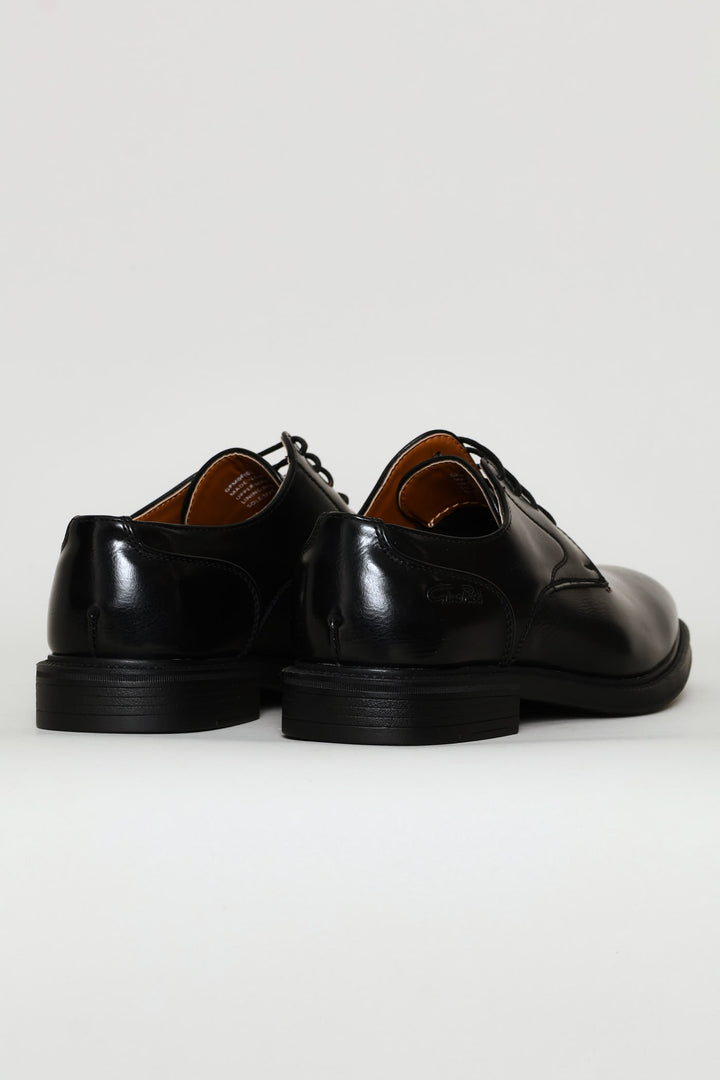 Plain Toe Lace Up Derby Shoe - Black