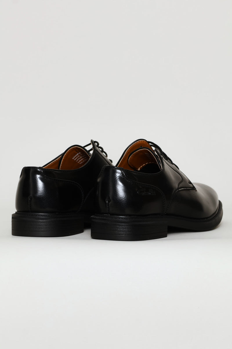 Plain Toe Lace Up Derby Shoe - Black