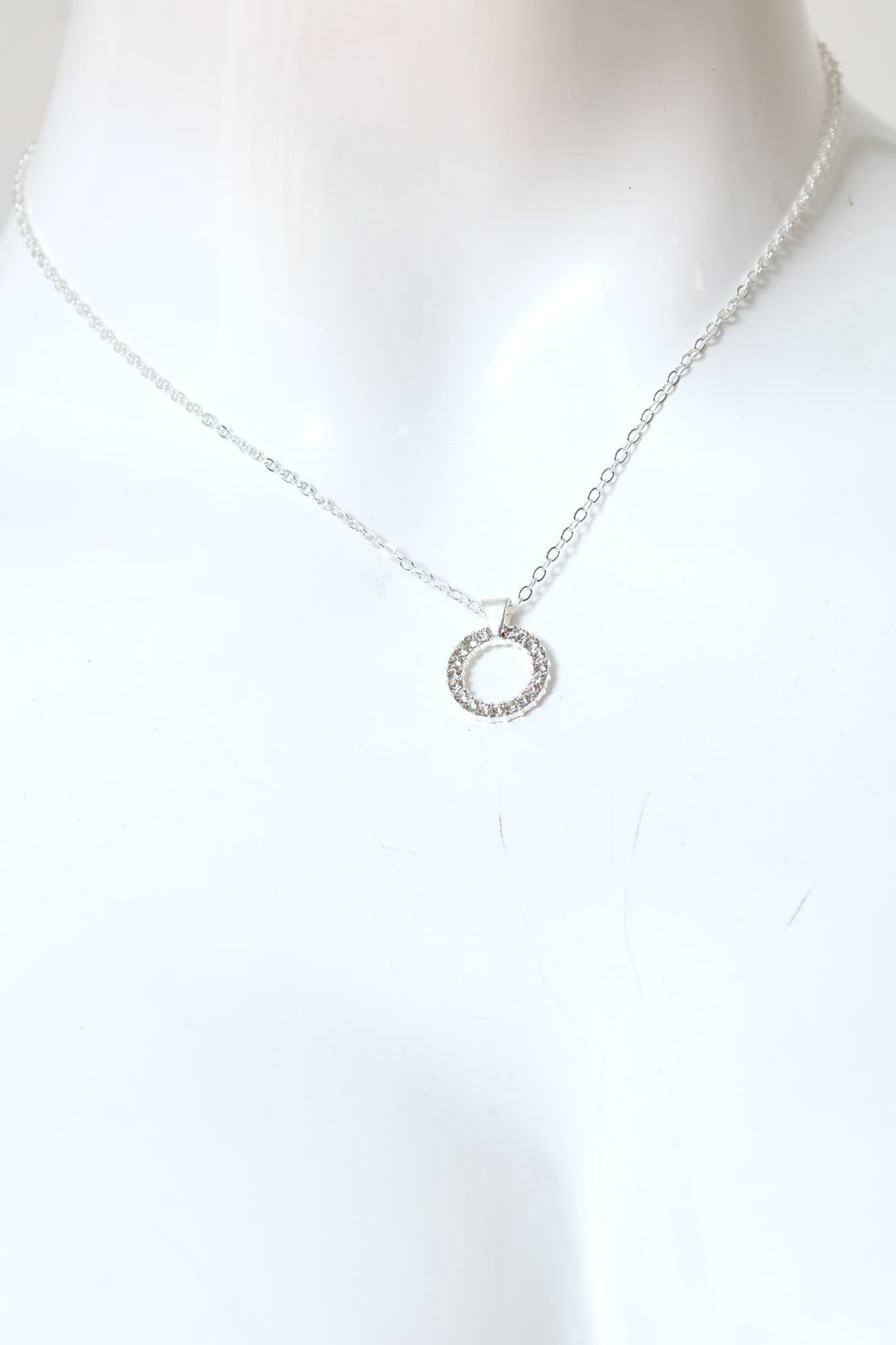 2 Pack Diamante Circle Pendant With Matching Studs - Silver