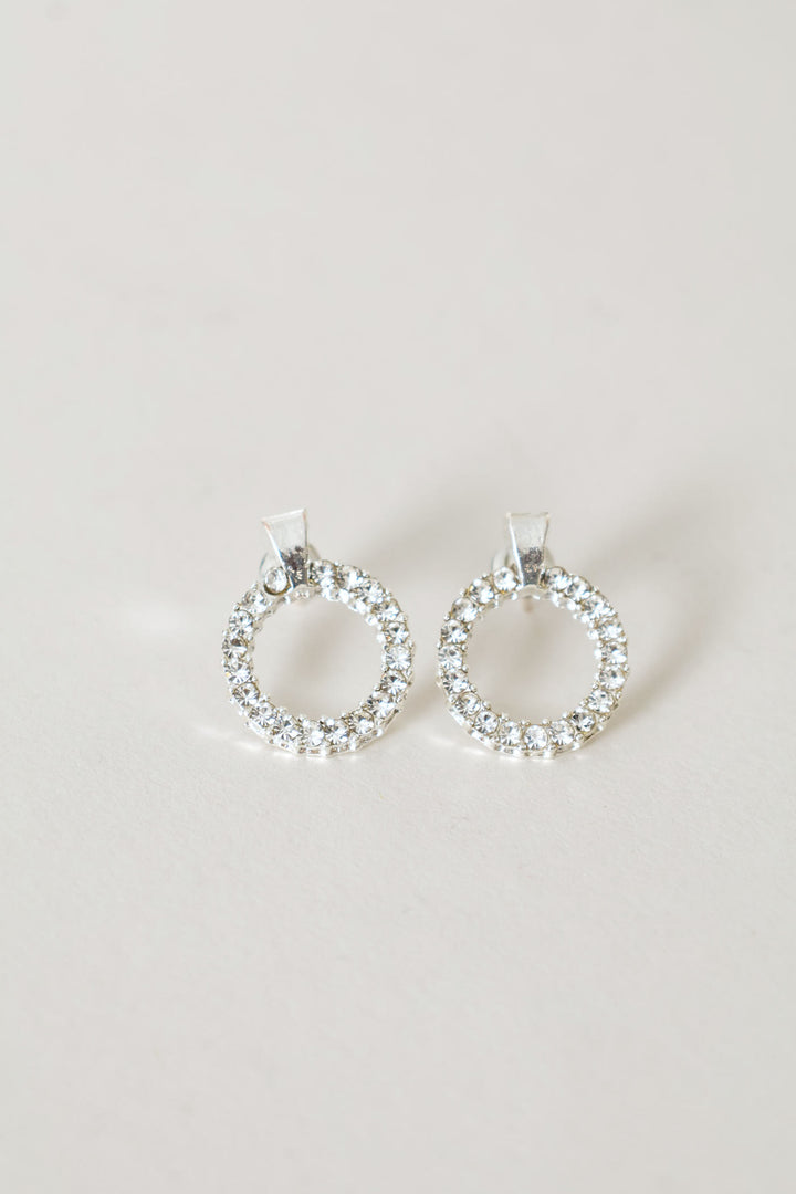 2 Pack Diamante Circle Pendant With Matching Studs - Silver