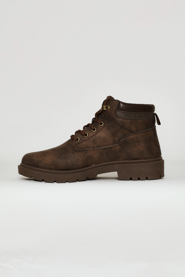 Lace Up Worker Boot - Brown