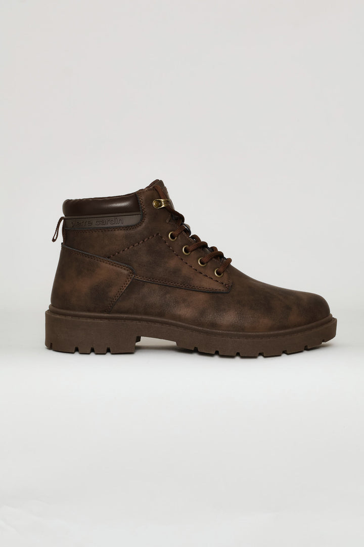 Lace Up Worker Boot - Brown