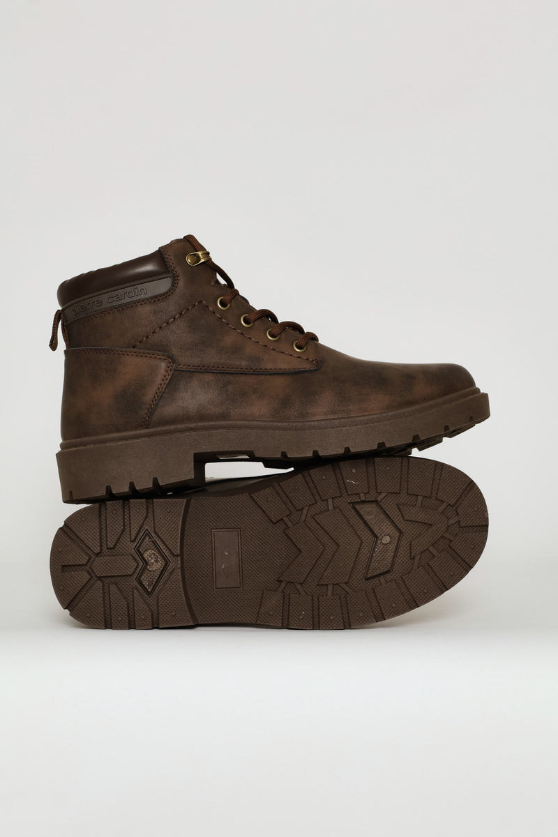 Lace Up Worker Boot - Brown