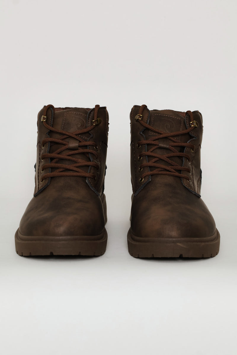 Lace Up Worker Boot - Brown