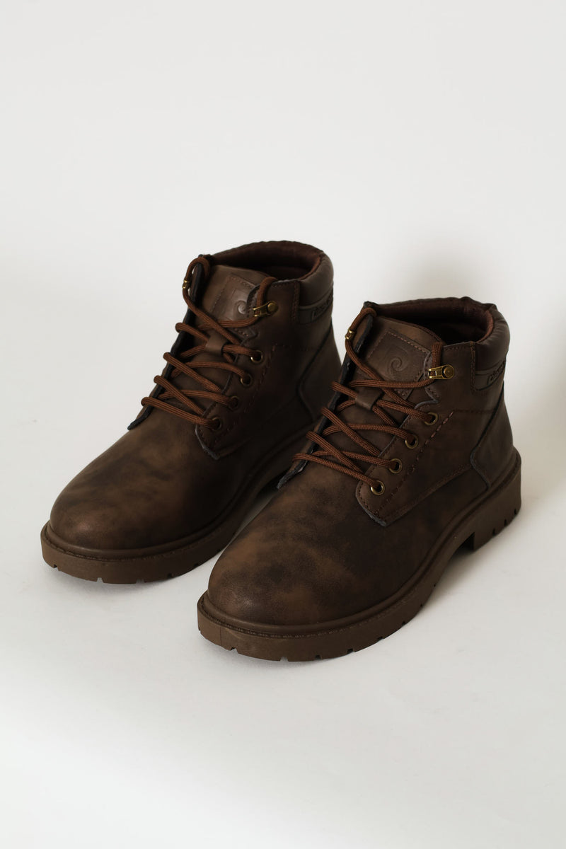 Lace Up Worker Boot - Brown